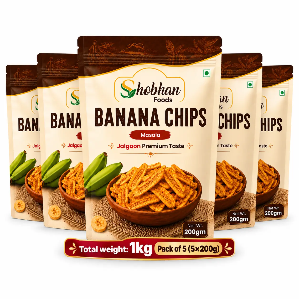 Shobhan Foods family size banana chips pack
