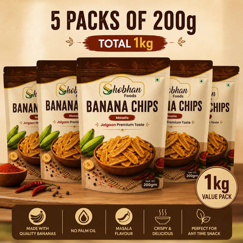 Buy Shobhan Banana Chips 1kg - Masala Flavour | No Palm Oil | Ready-to-Eat Snack