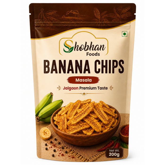 Shobhan Jalgaon Masala Banana Chips Packet | No Palm Oil