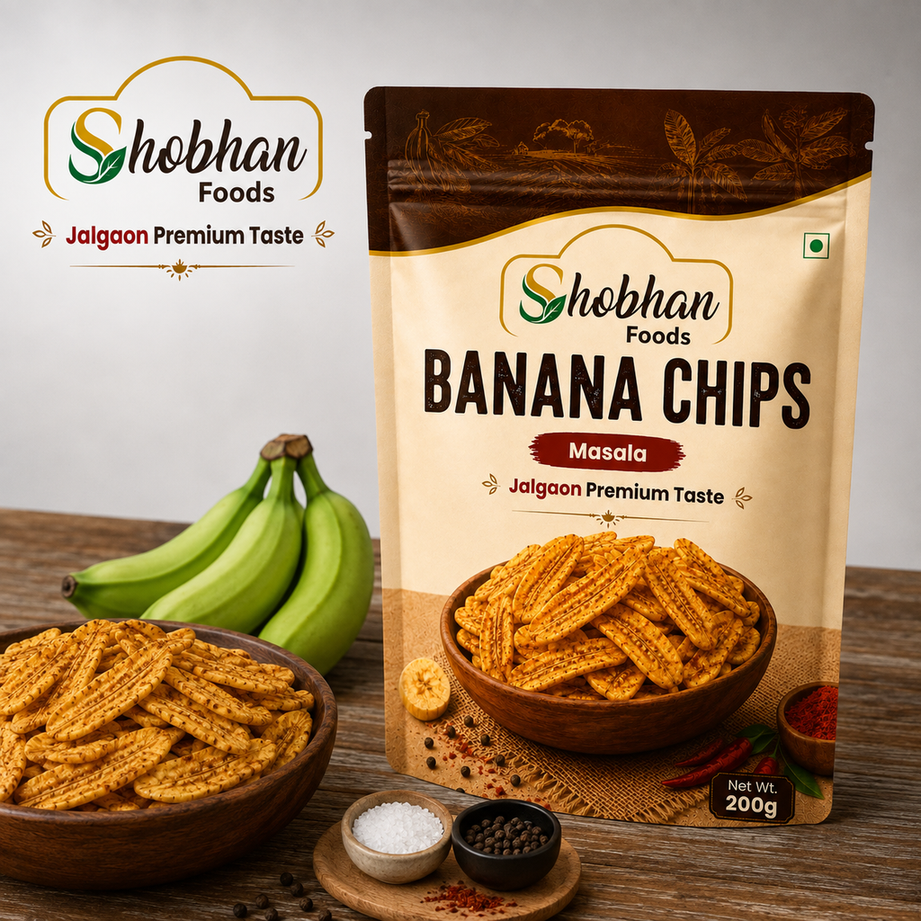 Shobhan Jalgaon Masala Banana Chips Packet | No Palm Oil