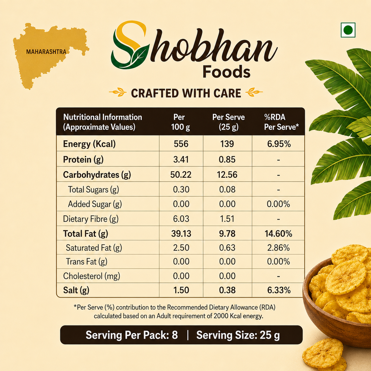 Shobhan Jalgaon Masala Banana Chips Packet | No Palm Oil